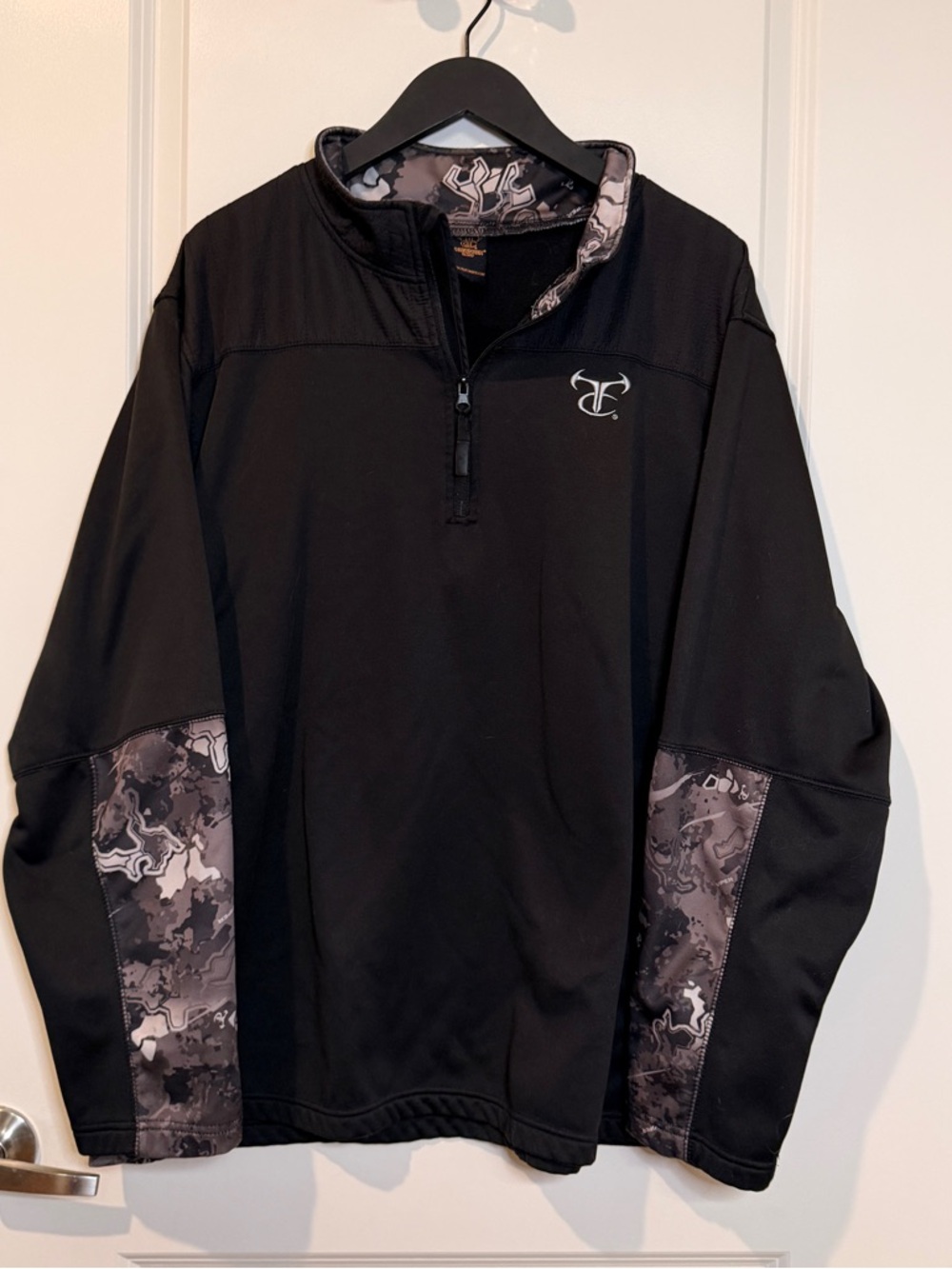 Performance Black Pullover Jacket with Camo Accents